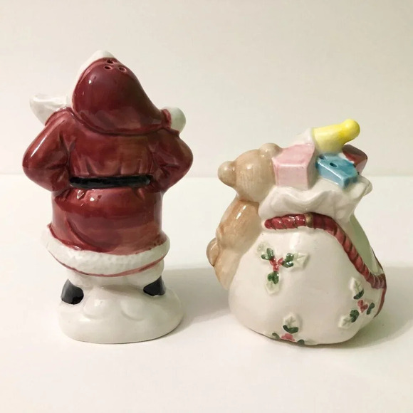 Vtg Fitz and Floyd Christmas Santa and Bag Salt Pepper Shakers Old World - Picture 4 of 16
